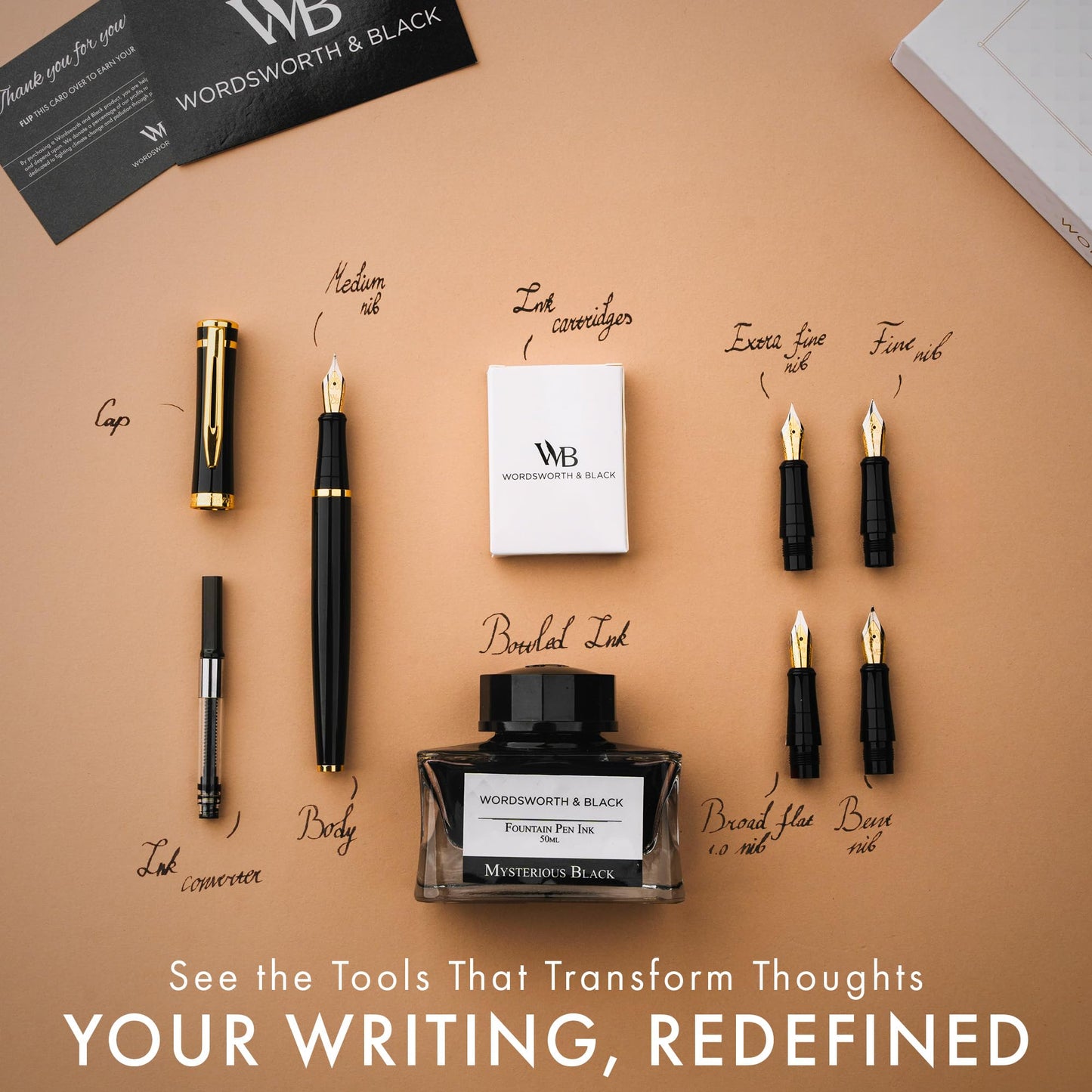 Wordsworth & Black Fountain Pen Gift Set - Smooth Writing Pens for Journaling & Calligraphy